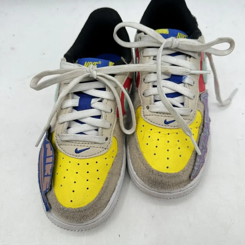 Nike Kids Force 1 Low LV8 Sandrift Track Red Size 11.5C Sporty Skater DZ2807-100
